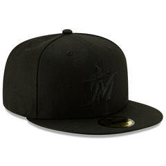 Miami Marlins 2019 Black-on-Black 59FIFTY Fitted Hat Black
