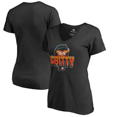 Philadelphia Flyers Women's Go Gritty V-Neck T-Shirt - Black T-shirts