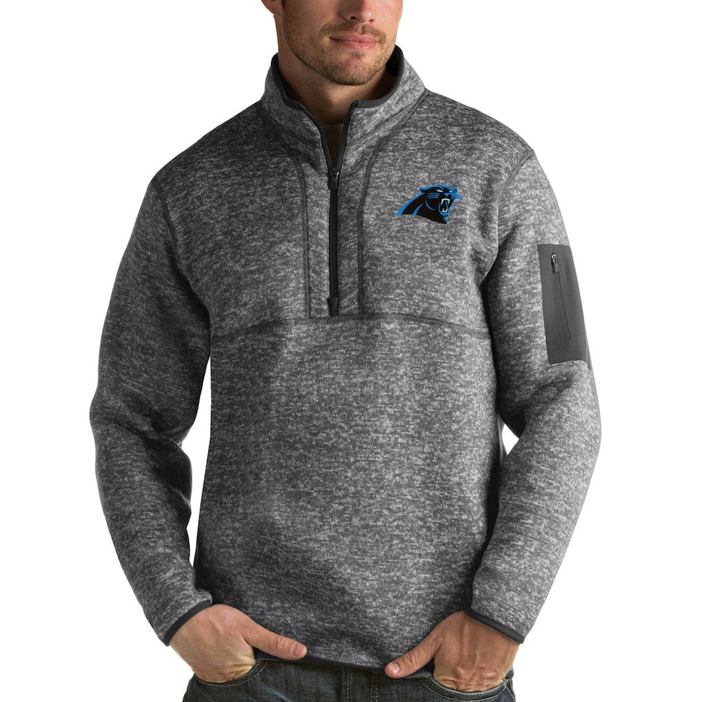 Carolina Panthers Antigua Fortune Quarter-Zip Pullover Jacket - Charcoal discount