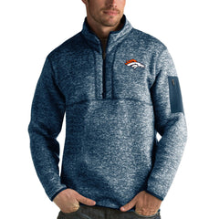 Denver Broncos Antigua Fortune Quarter-Zip Pullover Jacket - Heather Navy cheap