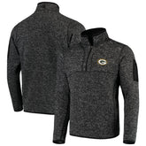 Green Bay Packers Antigua Fortune Quarter-Zip Pullover Jacket - Heather Black for sale