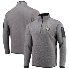 New Orleans Saints Antigua Fortune Quarter-Zip Pullover Jacket - Charcoal for sale