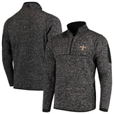 New Orleans Saints Antigua Fortune Quarter-Zip Pullover Jacket - Heather Black for sale