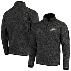 Philadelphia Eagles Antigua Fortune Quarter-Zip Pullover Jacket - Heather Black cheap