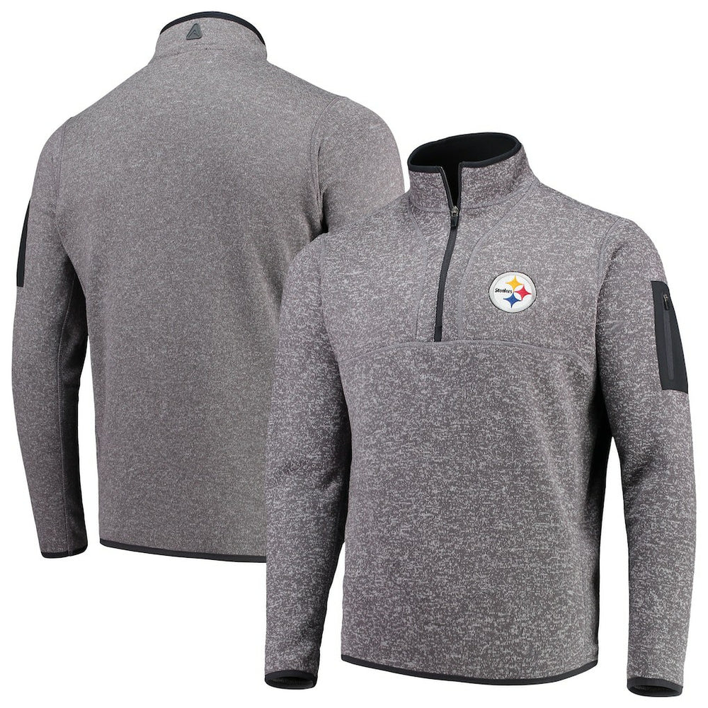 Pittsburgh Steelers Antigua Fortune Quarter-Zip Pullover Jacket - Charcoal sale