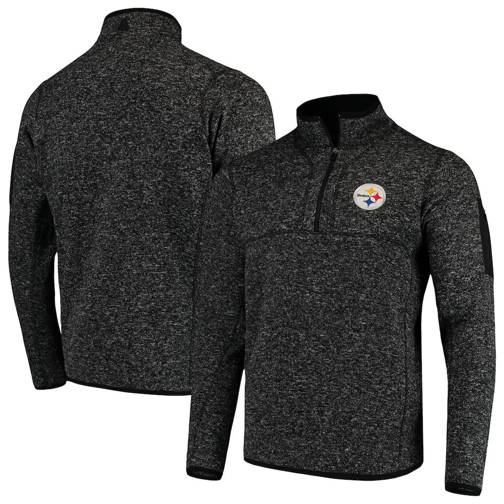 Pittsburgh Steelers Antigua Fortune Quarter-Zip Pullover Jacket - Heather Black sale