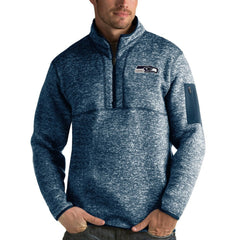 Seattle Seahawks Antigua Fortune Quarter-Zip Pullover Jacket - Navy on sale