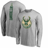 Giannis Antetokounmpo Milwaukee Bucks Team Backer Name & Number Long Sleeve T-Shirt - Heathered Gray outlet