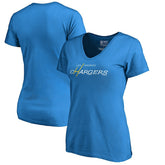 Los Angeles Chargers Women's Multi Color Vintage Logo V-Neck T-Shirt - Powder Blue outlet