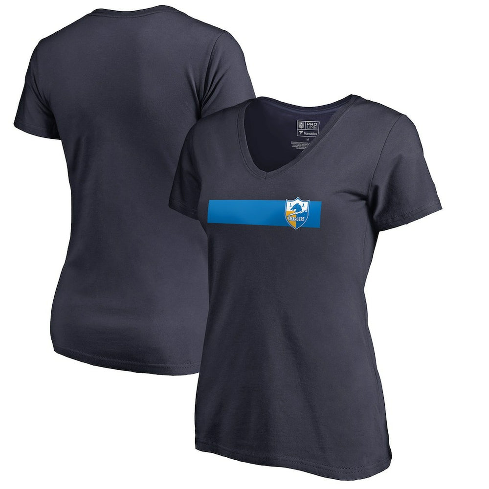 Los Angeles Chargers Women's Retro Shield Logo V-Neck T-Shirt - Navy on sale