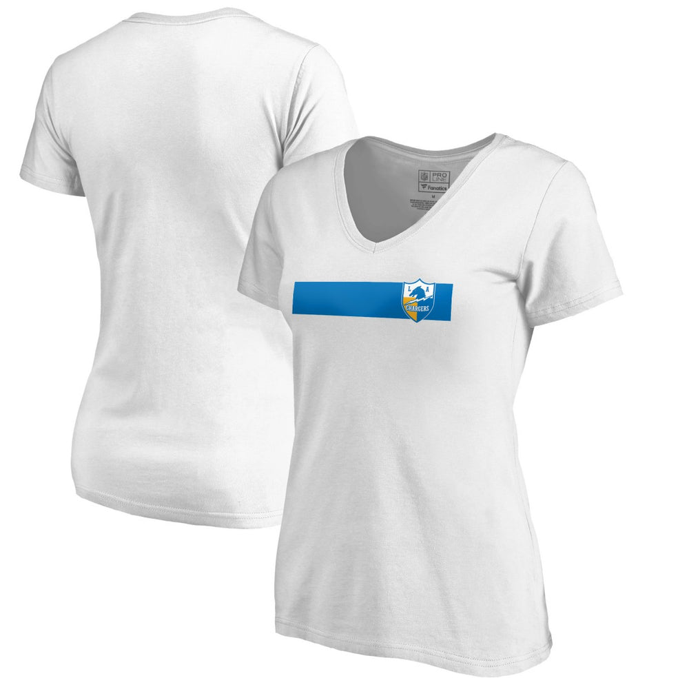 Los Angeles Chargers Women's Vintage Rugby Stripe V-Neck T-Shirt - White online
