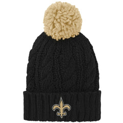 New Orleans Saints Girls Youth Team Cable Cuffed Knit Hat with Pom - Black for sale