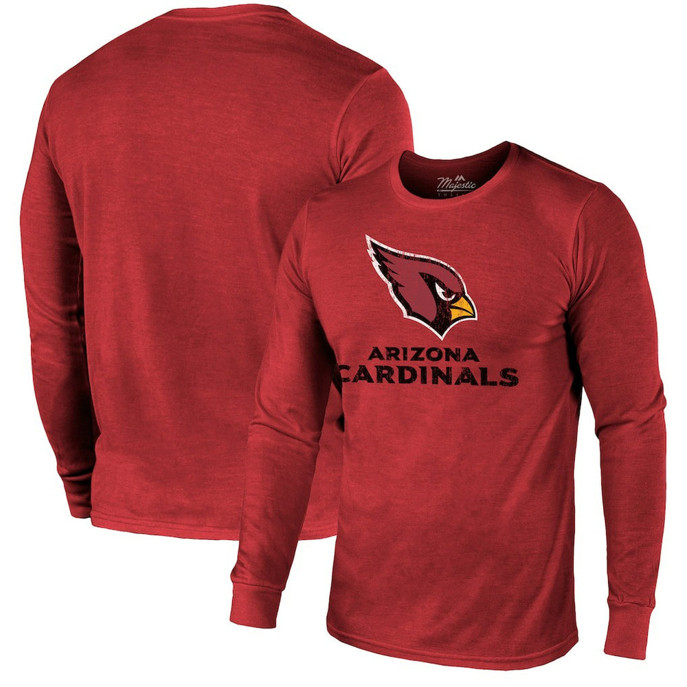 Arizona Cardinals Majestic Threads Lockup Tri-Blend Long Sleeve T-Shirt - Cardinal on sale