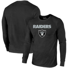 Las Vegas Raiders Majestic Threads Lockup Tri-Blend Long Sleeve T-Shirt - Black on sale
