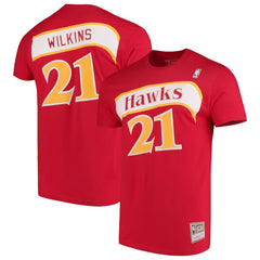 Dominique Wilkins Atlanta Hawks Hardwood Classics Team Name & Number T-Shirt - Red online