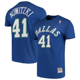 Dirk Nowitzki Dallas Mavericks Hardwood Classics Team Name & Number T-Shirt sale - Blue for sale