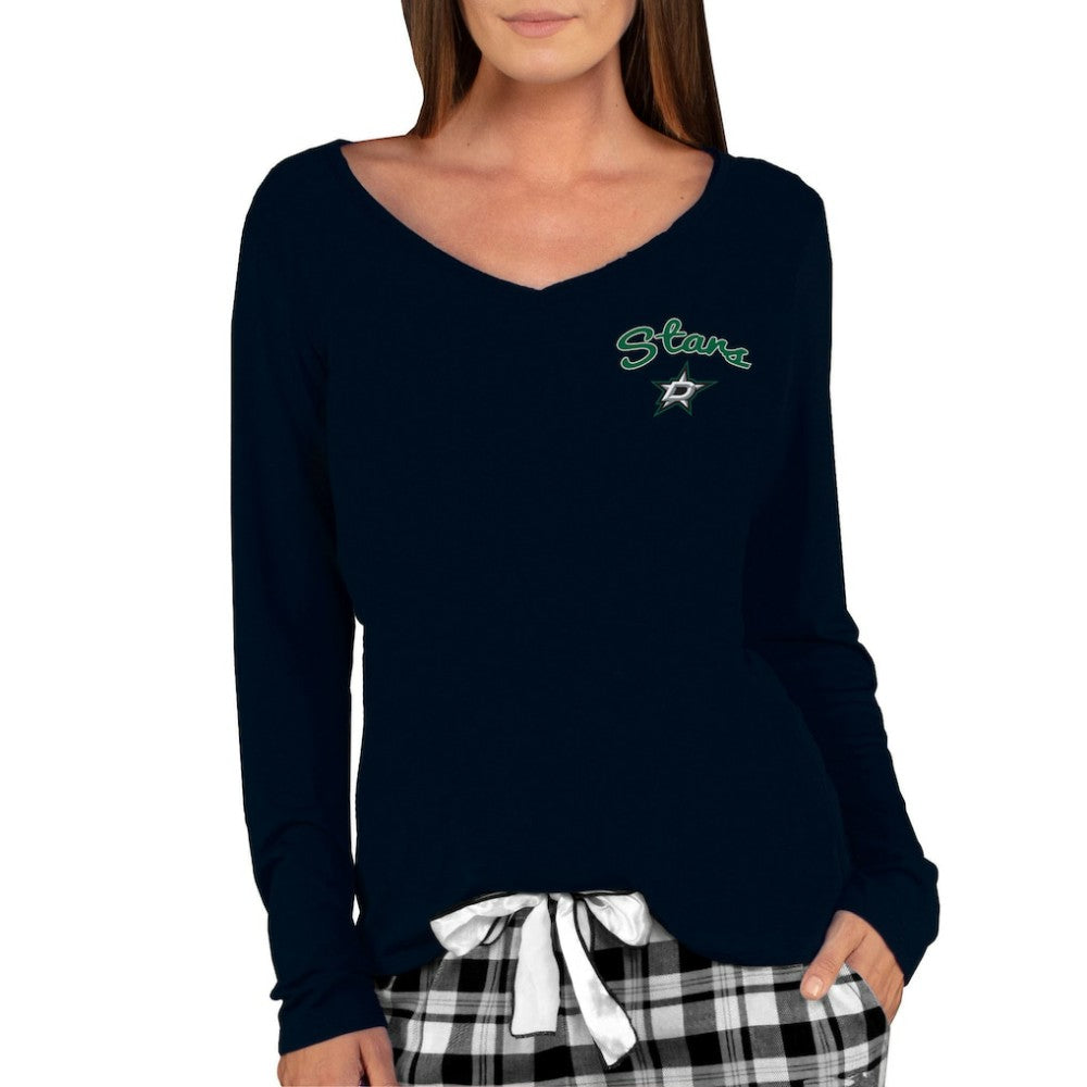 Dallas Stars Concepts Sport Women's Marathon Knit Long Sleeve V-Neck Top - Black Tops