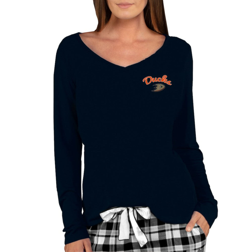 Anaheim Ducks Concepts Sport Women's Marathon Knit Long Sleeve V-Neck Top - Black Tops