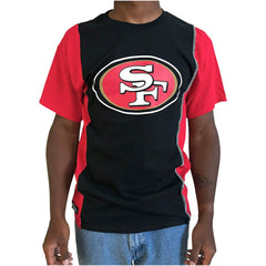 San Francisco 49ers Refried Apparel Sustainable Upcycled Split T-Shirt - Black/Scarlet online