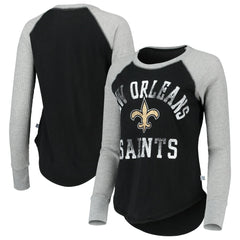 New Orleans Saints Touch Women's Waffle Raglan Lightweight Long Sleeve T-Shirt - Black outlet