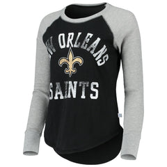 New Orleans Saints Touch Women's Waffle Raglan Lightweight Long Sleeve T-Shirt - Black outlet