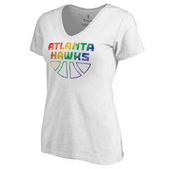 Atlanta Hawks Women's Team Pride Wordmark V-Neck T-Shirt - White sale