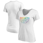 Houston Rockets Women's Team Pride Wordmark V-Neck T-Shirt - White sale