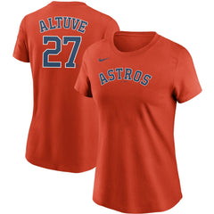 Jose Altuve Houston Astros Women's Name & Number T-Shirt Orange