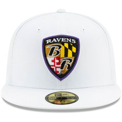 Baltimore Ravens New Era Shield Omaha 59FIFTY Fitted Hat - White outlet
