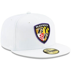 Baltimore Ravens New Era Shield Omaha 59FIFTY Fitted Hat - White outlet
