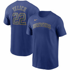Christian Yelich Milwaukee Brewers Name & Number T-Shirt Royal