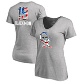 Charlie Blackmon Colorado Rockies Women's Banner Wave Name & Number V-Neck T-Shirt Heathered Gray