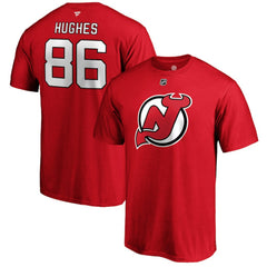 Jack Hughes New Jersey Devils Fanatics Authentic Stack Player Name & Number T-Shirt - Red T-shirts