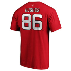 Jack Hughes New Jersey Devils Fanatics Authentic Stack Player Name & Number T-Shirt - Red T-shirts