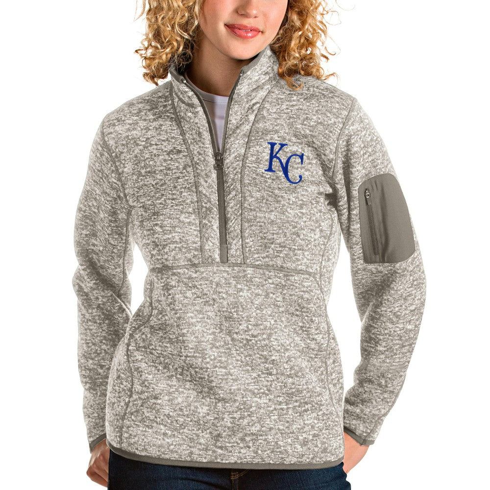 Kansas City Royals Antigua Women's Fortune Quarter-Zip Pullover Jacket Oatmeal