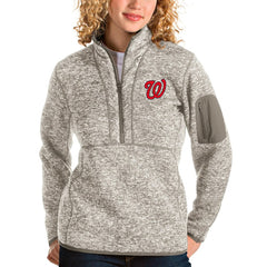Washington Nationals Antigua Women's Fortune Quarter-Zip Pullover Jacket Oatmeal