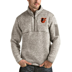 Baltimore Orioles Antigua Fortune Quarter-Zip Pullover Jacket Oatmeal