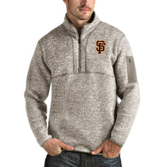 San Francisco Giants Antigua Fortune Quarter-Zip Pullover Jacket Oatmeal