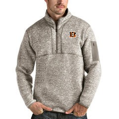 Cincinnati Bengals Antigua Fortune Quarter-Zip Pullover Jacket - Oatmeal sale
