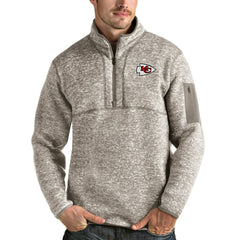 Kansas City Chiefs Antigua Fortune Quarter-Zip Pullover Jacket - Oatmeal sale