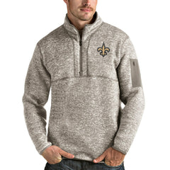 New Orleans Saints Antigua Fortune Quarter-Zip Pullover Jacket - Oatmeal online