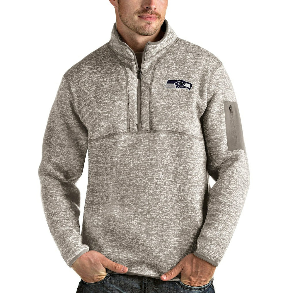 Seattle Seahawks Antigua Fortune Quarter-Zip Pullover Jacket - Oatmeal outlet