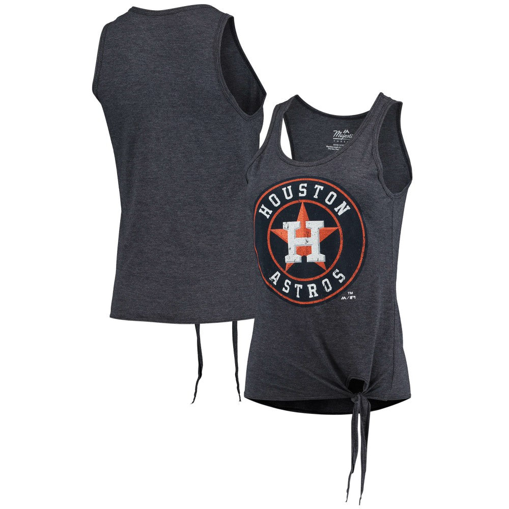 Houston Astros Majestic Threads Women's Scoop Neck Racerback Side Tie Tri-Blend Tank Top Navy