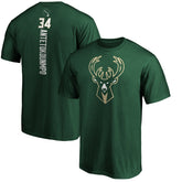 Giannis Antetokounmpo Milwaukee Bucks Team Playmaker Name & Number T-Shirt - Hunter Green for sale