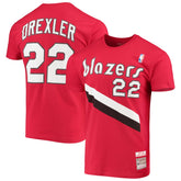 Clyde Drexler Portland Trail Blazers Hardwood Classics Player Name & Number T-Shirt - Red online
