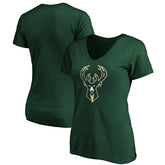 Milwaukee Bucks Women's Primary Logo Team V-Neck T-Shirt - Hunter Green online