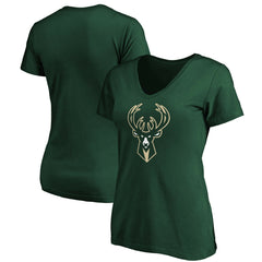 Milwaukee Bucks Women's Primary Logo Team V-Neck T-Shirt - Hunter Green online