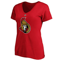 Brady Tkachuk Ottawa Senators Fanatics Women's Authentic Stack Name & Number V-Neck T-Shirt - Red T-shirts