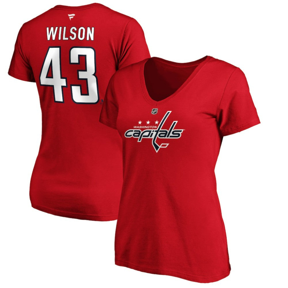 Tom Wilson Washington Capitals Fanatics Women's Authentic Stack Name & Number V-Neck T-Shirt - Red T-shirts