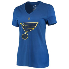 Jordan Binnington St. Louis Blues Fanatics Women's Authentic Stack Name & Number V-Neck T-Shirt - Blue T-shirts